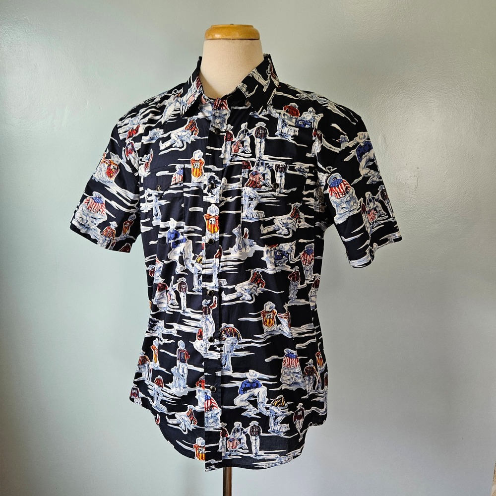 Panhandle Slim Retro Western Snap Shirt Rodeo Bull Rider Vaquero Navy USA Large